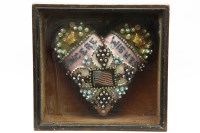 Lot 381 - A cased 19th century heart shaped sweetheart pin cushion 'single wishes'