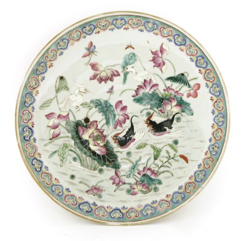 Lot 1082 - A Chinese famille rose charger