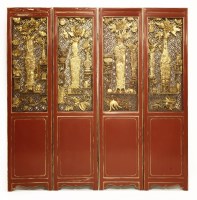 Lot 1332 - A Chinese four-fold screen