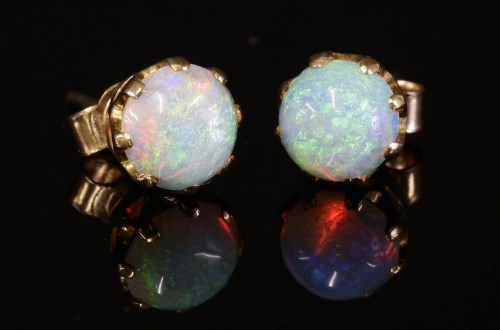 Lot 71 - A pair of single stone opal stud earrings