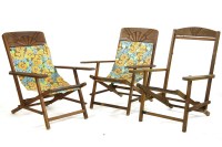 Lot 593 - Three folding 'retro' deckchairs