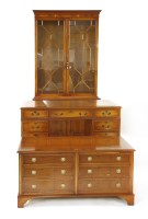 Lot 665 - A Bradley furniture Georgian style yew wood office suite