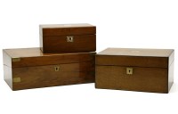 Lot 281 - Three Victorian boxes: a walnut writing slope