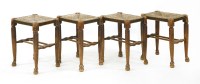 Lot 639 - A set of four rush seated country made stools