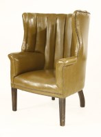 Lot 630 - A leather barrel back porter's armchair