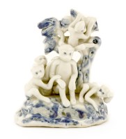 Lot 1382 - A Japanese blue and white monkey group