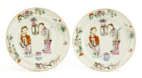 Lot 1106 - A pair of Chinese famille rose plates