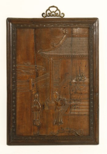 Lot 1304 - A Chinese wood plaque
