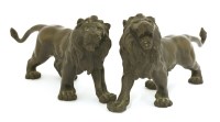 Lot 1401 - A pair of Japanese bronze lions