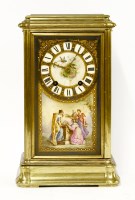 Lot 866 - A French brass and porcelain mantel clock