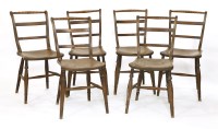 Lot 910 - A set of six elm-seated kitchen chairs