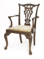 Lot 990 - A George lll-style mahogany open armchair