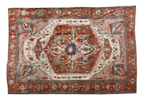 Lot 1214 - A Caucasian pale pink ground carpet