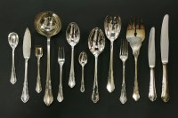 Lot 306 - An extensive white metal canteen of cutlery for twelve