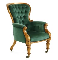 Lot 1090 - A Victorian button upholstered armchair