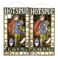 Lot 43 - Two 'Hotspur Antiques' stained glass window panels