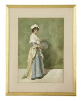 Lot 817 - English School 
FULL LENGTH PORTRAIT OF A LADY WITH  FAN 
watercolour