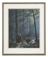 Lot 902 - Kenneth Smith
VIEW OF BADGERS IN A WOOD AT NIGHT
Signed l.r. and dated '93