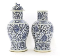 Lot 1527 - A Chinese blue and white vase and cover