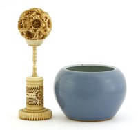 Lot 1534 - A Chinese Canton ivory ball and stand