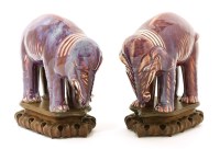 Lot 1172 - A pair of Chinese Jun glazed elephants