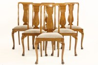Lot 1013 - A set of six Queen Anne style walnut dining chairs