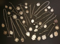 Lot 319 - Nine various silver watch chains of various designs