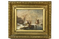 Lot 916 - Dutch school
WINTER LANDSCAPE WITH A WINDMILL
Signed indistinctly l.r.