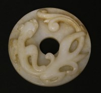 Lot 1189 - A Chinese jade bi disc