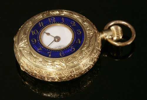 Lot 506 - A Swiss gold fob watch