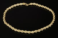 Lot 353 - A Continental yellow gold hollow rope chain