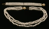 Lot 278 - A three row uniform cultured pearl necklace and bracelet suite