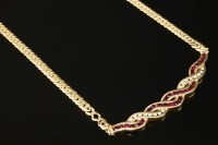 Lot 720 - A Continental ruby and diamond ribbon necklace