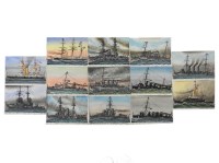Lot 908A - James Scott Maxwell (fl. 1900-1930) 
STUDIES OF 13 NAVAL WARSHIPS FROM THE FIRST WORLD WAR 
Watercolour and gouache         
all variously signed