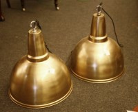 Lot 667 - A pair of gold coloured industrial ceiling lights