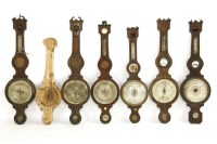 Lot 779 - Seven various George III and later banjo barometers and barometer cases