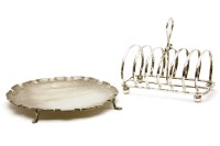 Lot 281 - A silver toast rack and salver