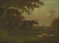 Lot 815 - ...Branscomb (mid 19th century)
A COW AND SHEEP IN AN OPEN LANDSCAPE
Indistinctly signed and dated 1850 l.l.