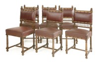 Lot 1167 - A set of six Continental walnut dining chairs