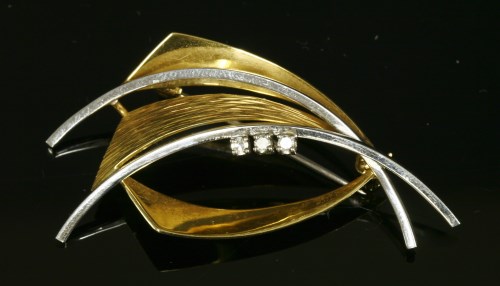 Lot 240 - A Continental two colour gold diamond set spray brooch