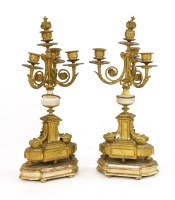 Lot 767A - A pair of Victorian gilt and onyx candelabra