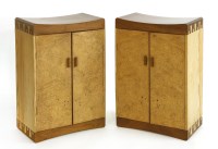 Lot 599 - A pair of contemporary mahogany ash and burr wood bedside cabinets