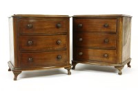 Lot 767 - A pair of Victorian mahogany miniature bowfronted chests of three long drawers 28cm x 24cm x 30cm