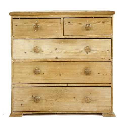 Lot 1076 - A Victorian pine chest of two short above three long drawers 93 x 45 x 92cm