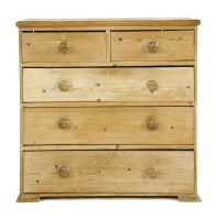 Lot 1076 - A Victorian pine chest of two short above three long drawers 93 x 45 x 92cm