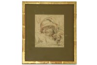 Lot 836 - A pencil and sepia study of a baby