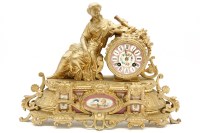 Lot 792 - A 19th century French spelter mantle clock