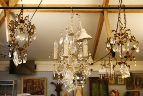 Lot 664 - A pair of French design gilt metal chandelier
