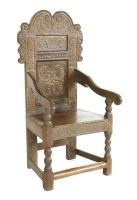 Lot 955 - An oak Wainscot armchair