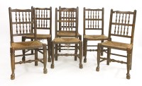 Lot 999 - A set of six Lancashire spindle back chairs